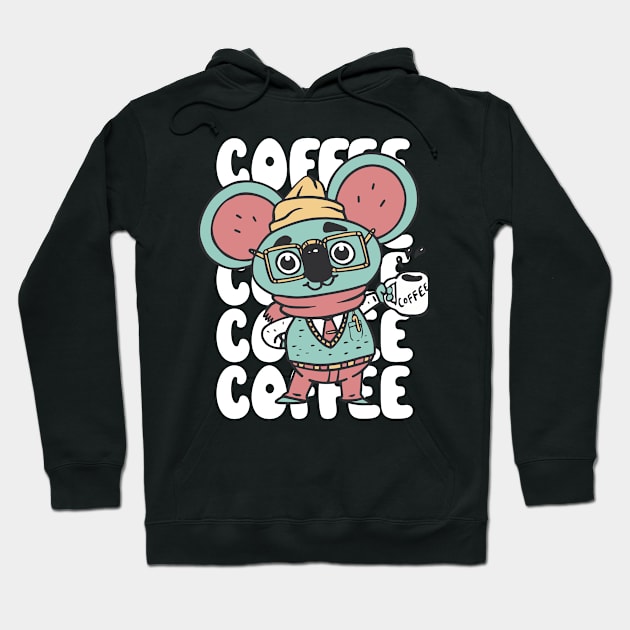 Cute Koala Coffee Nerd Koala Drinking Coffee Women Men Hoodie by Beautiful Butterflies by Anastasia